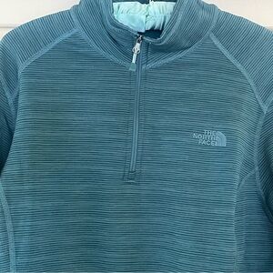 The North Face Teal Striped Quarter-Zip Pullover
